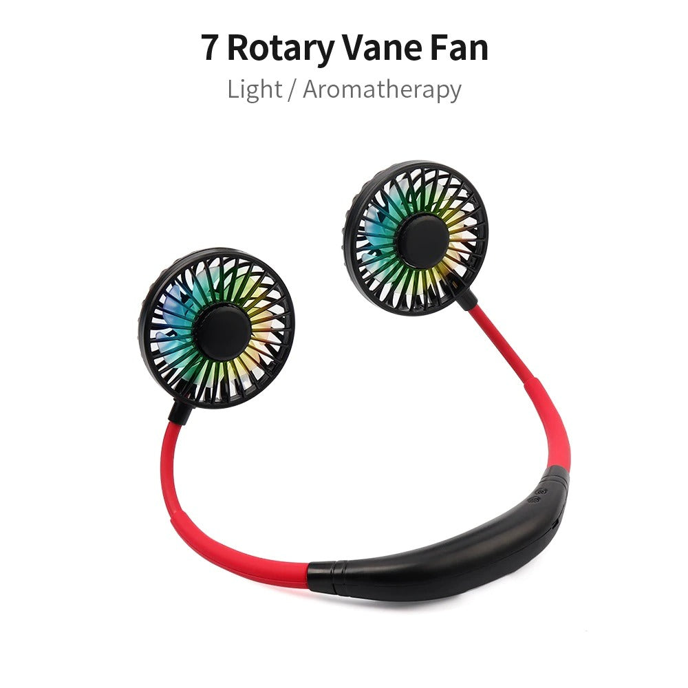 Wearable neck fan for summer heat personal cooling gadget